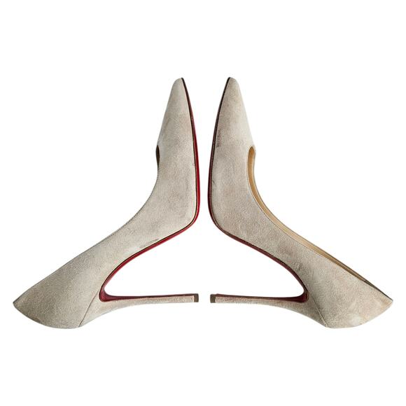 Christian Louboutin Decoltish 100 High Heel Pump Size 40 US 10 Beige Tan Suede - Picture 5 of 10